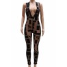 Plunging Neck Sleeveless Bodycon Black Jumpsuits For Women
