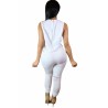 Sleeveless Knee Cutout Drawstring Waist White Jumpsuits For Women