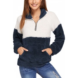 1/4 Zipper Pullover Sweatshirt Navy Blue