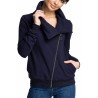 Plus Size Sweatshirt With Irregular Zip Navy Blue