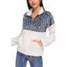 Leopard Print Kangaroo Pocket Sweatshirt Blue