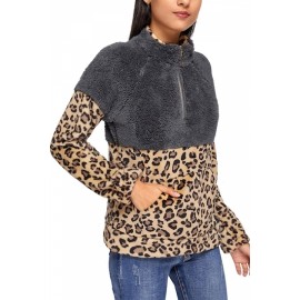 Leopard Print Sweatshirt Long Sleeve Brown