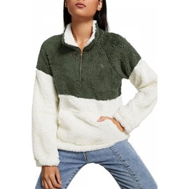 Drop Shoulder Sweatshirt Pocket Detail Green