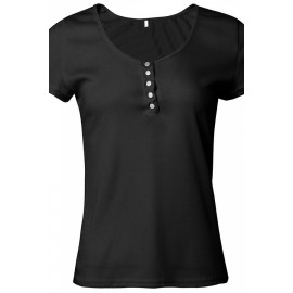 Womens Apparel Plain Plunging Neckline Short Sleeve T Shirt Black