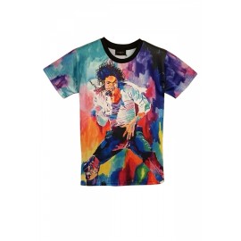 Purple Michael Jackson Singing Printed Vintage Womens T Shirt