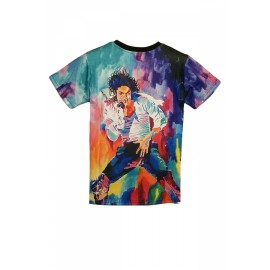 Purple Michael Jackson Singing Printed Vintage Womens T Shirt