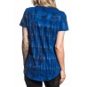Plus Size Short Sleeve Eyelet Cross Lace Up Wings Print T-Shirt Blue