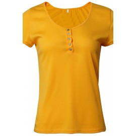 Womens Apparel Plain Plunging Neckline Short Sleeve T Shirt Yellow