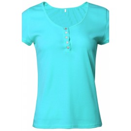 Womens Apparel Plain Plunging Neckline Short Sleeve T Shirt Blue