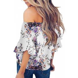 Strapless Floral Knot Front Blouse Purple