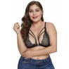 Plus Size Strappy See Through Floral Lace Top Black