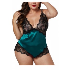 Plus Size Floral Lace Babydoll Green