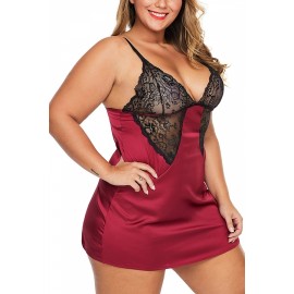 Plus Size Naughty Lace Cup Babydoll Ruby