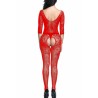 See Through Crotchless Fishnet Bodystocking Red