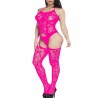 Backless Bodystocking Hollow Out Rose Red
