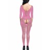 Wide Neck Crotchless Bodystocking Pink