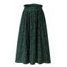 Loose Pocket Polka Dot Pleated Midi Skirt Green