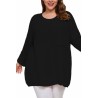 Plus Size Drop Shoulder Pullover Sweater Black