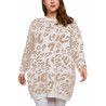 Plus Size Pullover Sweater Leopard Beige White