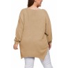 Plus Size V Neck Pullover Sweater Khaki