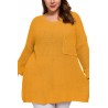 Plus Size Plain Pullover Sweater With Pocket Yellow