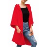 Wide Sleeve Hooded Cardigan Sweater Red