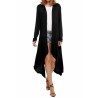 Womens Trendy Plain Long Sleeve Irregular Long Maxi Cardigan Black