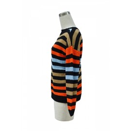 Drop Shoulder Striped Sweater Black