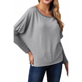 Boat Neck Sweater Loose Fit Gray