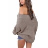 Womens Apparel Off Shoulder Long Sleeve Oversized Pullover Sweater Khaki