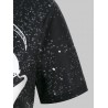 Cat Moon Starry Sky Print Short Sleeve Dress - Multi-a S