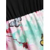 Floral Butterfly Print Sleeveless Mini Dress - Green Xl
