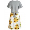 Knotted Top and Sunflower Overlap Dress Set - White L