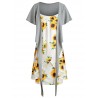 Knotted Top and Sunflower Overlap Dress Set - White L