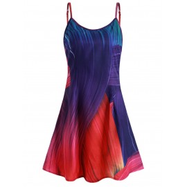 Multicolor Printed Mini Cami Dress -  L