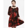 Tie Dye Lace Up Fit And Flare Gothic Dress - Black L