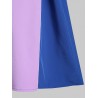 Off Shoulder Color Block Lace Up Midi Dress - Multi-a M