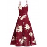 Cami Ditsy Print Zipper High Waist Dress - Red Wine S