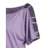 Cold Shoulder Sequin Insert Mini Dress - Purple Xl