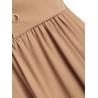 Lace Up Solid Tie Shoulder A Line Dress - Brown Sugar S