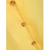 Button Up Spaghetti Strap Cold Shoulder Mini Dress - Yellow M