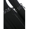 Lace Up Flare Sleeve Open Shoulder Dress - Black S
