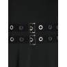 Lace Up Open Shoulder Spaghetti Strap Gothic Dress - Black M