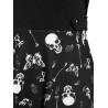 Halloween Skull Skeleton Butterfly Print Dress - Black M