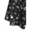 Halloween Skull Skeleton Butterfly Print Dress - Black M