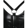 Faux Leather Panel Grommet Handkerchief Midi Dress - Black Xl