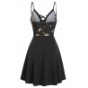 Cami Sun and Moon Lace Up Mini Dress - Black M