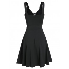 Sweetheart Collar A Line Rings Gothic Dress - Black L