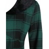 Faux Fur Collar Plaid Print Belted Skater Dress - Medium Sea Green M