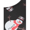Christmas Snowman Print Mini Swing Dress - Black Xl